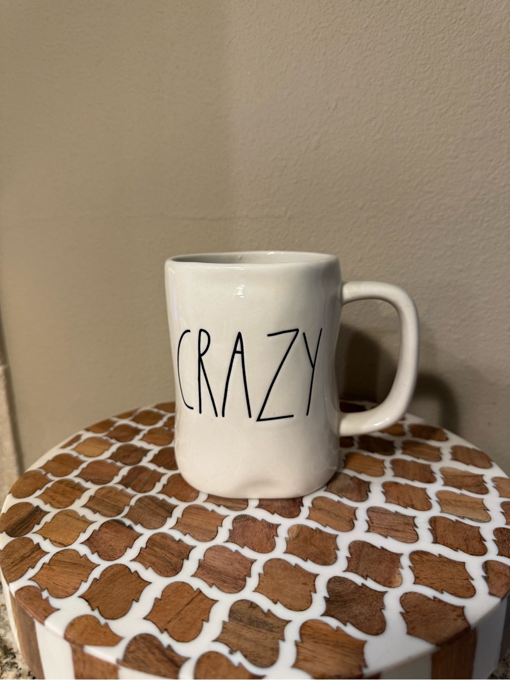 Rae Dunn White 'CRAZY' Ceramic Coffee Mug - Classic Home Dining